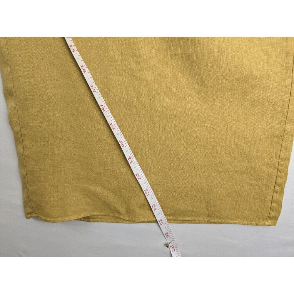 Theory Pants Women Large Yellow Linen Fluid Pull On N Spring Wide Leg Cropped - Picture 5 of 7